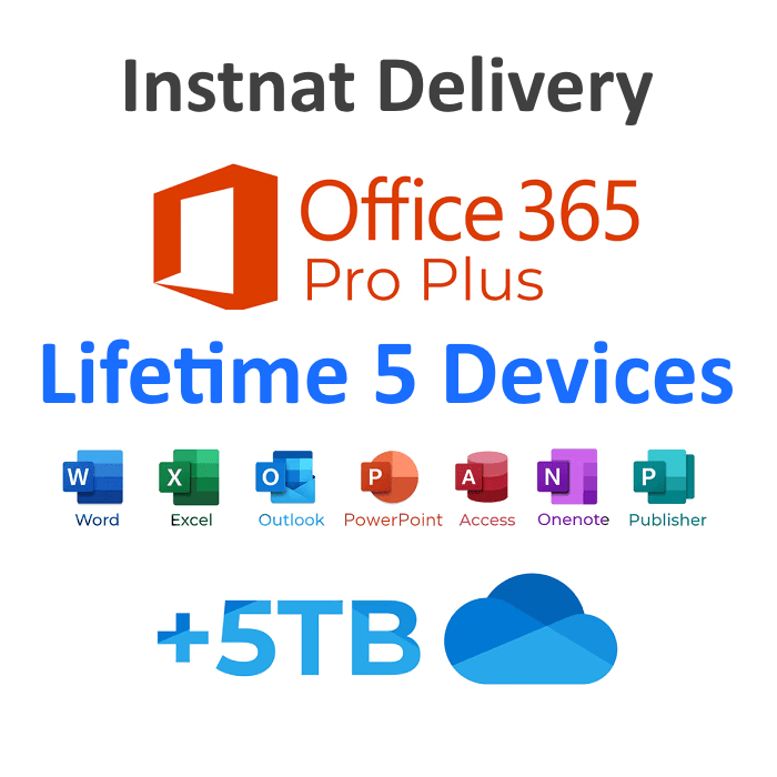 Office 365 Professional Plus Lifetime Subscription- 5 Devices (Windows/Mac)  – 